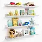 White Floating Shelves for Wall 36 Inches Long Set of 4, Large Wall Bookshelf fo