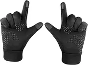 [COMPUKAS] 1Pair Windproof Warmth Gloves for Outdoor Riding Full Finger Thermal Cycling Gloves Touchscreen Compatible Slip Design for Winter Sports Activities