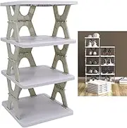 Foldable Shoe Rack, 4 Tier Collapsible Shoe Organizer, Shoe Standing Shelf, Space Saving Storage Rack for Closet, Hallway, Bedroom, Entrance