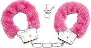 RmKbe Pink Fur Handcuffs with Keys Fluffy Soft Silver Comfortable Handcuffs Fancy Dress Police Accessory Police Handcuffs Toy for Halloween Christmas Valentine’s Party