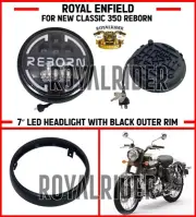Royal Enfield 7” LED HEADLIGHT WITH BLACK OUTER RIM For New Classic 350 Reborn
