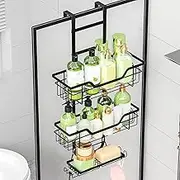 Over The Door Shower Caddy, Hanging Shower Organizer Storage, 3-Tier Black Over The Door Pantry Organizer for Inside Shower, Home & Kitchen Organization