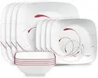 Corelle 12 piece Vitrelle Glass Splendor Square Dinnerware Set Service for 4