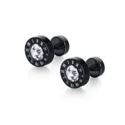 Street Vintage Stud Earring Men's Roman Numeral Round Titanium Ear Jewelry Gift
