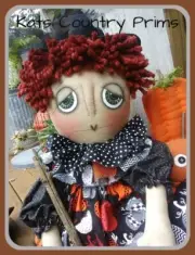 Primitive Halloween 28" Prudence #179 witch HANDMADE PRINTED PAPER PATTERN
