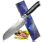 Full Tang Santoku Knife Japanese Damascus Steel VG10 Core G10 Handle Slicing Cut