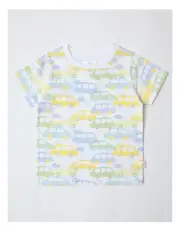 [Sprout] Essential Watercolor Car Print T-shirt in White