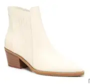 Dolce Vita Salome Off White Stella Ankle Boots Bootie 7.5 M Cowboy Pointed Toe
