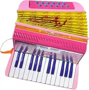 24-Key 12-bass Accordion ABS with Buckle Musical Instrument for Beginners Lightweight Button Accordion Hand-Eye Coordination Stage Performance Pink