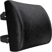 FORTEM Lumbar Support Office Chair, Lumbar Support Pillow for Car, Office Chair Back Support, Lumbar Pillow for Desk Chair, Memory Foam Back Cushion, Washable Cover (Velour, Black)