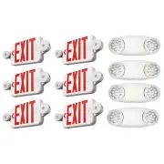 6 Pack Exit Sign with Emergency Lights, Two LED Adjustable Head Emergency Exi...