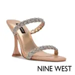 【NINE WEST】ZIPPY5水鑽方頭高跟涼鞋-膚色