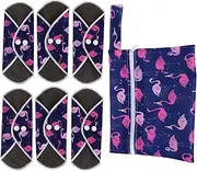 NOLITOY Menstrual Napkin Set 7pc Washable Sanitary Pads Pul Wet Bag Reusable Sanitary Towels for Women Discreet