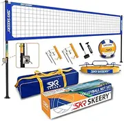 SKEERY Outdoor Heavy Duty Volleyball Net Set, Anti-Sag Design, Adjustable Aluminum Poles, Portable Volleyball Net for Backyard,Grass and Beach