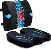 Chair Cushion & Seat Cushion for Office,Memory Foam Lumbar Support for Chair,Car,Back Support with Breathable Cover,Adjustable Straps,for Relieve Pain of Back,Lumbar,Tailbone and Sciatic Nerv,Black