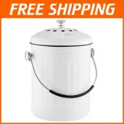High-Quality Stainless Steel Compost Bin with Dome Lid - 1.3 Gallon Capacity