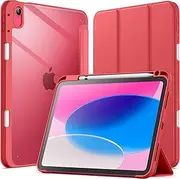 JETech Case for iPad (A16) 11th/10th Generation (2025/2022) with Pencil Holder, Clear Transparent Back Shell Slim Stand Shockproof Tablet Cover, Auto Wake/Sleep (Watermelon)