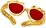 [JewelryWeb] 14k Yellow Gold Red Enamel Sunglasses toe ring-toe ring for Women