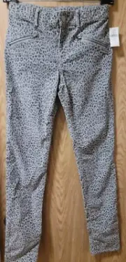 GAP KIDS Girls Gray Leopard Print Corduroy Pants~Size 16 Slim NWT