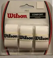 WILSON PRO COMFORT OVER-GRIP WHITE NJO-UJ PACKAGE OF 3 NEW FACTORY SEALED