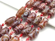 1pc/12pc Natural Tibetan Agate Barrel Spacer Beads, Brown White Eye Dzi Spacer