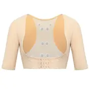 Women Upper Arm Shaper Short Sleeve Slimmer Top Compression Beige L