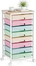 Rolling Storage Cart, Rainbow Cart with 8 Drawers and Wooden Tabletop, Teacher Organization for Classroom, Art Cart for Classroom,Office,Bedroom,Rainbow