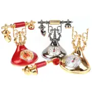 Retro Telephone Model Alarm Clock Creative Timekeeper Desktop Table Ornament
