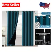 Luxurious 96" Length 100% Blackout Curtains - Thermal Insulation in Dark Teal