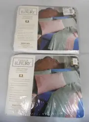 TOUCH OF LUXURY PR WHITE TWIN SHEETS FITTED & FLAT WAMSUTTA NEW IN PKG FREE SHIP