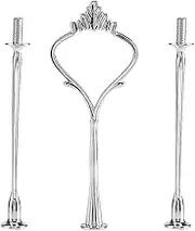 Cake Plate Stand Handle Zinc Alloy Multi-Tiers Tier Fruit Cake Plate Stand Handle for Wedding Birthday Party(Not Included Plate)(3-Tiers Crown Silver)