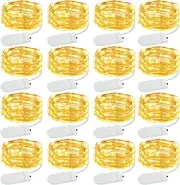 16 Pack Christmas Fairy Lights Battery Operated Warm White, Halloween Small Stri