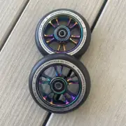 Pair Of Two Blunt Envy Scooter Wheel 100mm - Neo Chrome Oil Slick Scooter Wheel