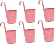 UPKOCH 6pcs Metal Iron Bucket Planter Home Decor Flower Holder Balcony Railing Hanging Flower Pots
