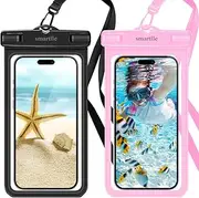 smartlle Waterproof Phone Pouch Case - 2 Pack, Cell Phone Dry Bag for iPhone 14 13 12 11 Pro Max XS Plus XR, Galaxy S23 S22 S21, IPX8 Waterproof Phone Holder for Vacation Underwater Beach Necessities