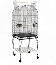 i.Pet Bird Cage 53 x 53 x 150cm Large Guinea Pig Pet Birds Parrot Ferret Cages Aviary Budgie Finch Canary Stand Toys,Black 2 Perch with Wheel + Slide-Out Removable Tray