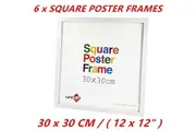 6 x White Square Poster Frame Home Decor Artwork Prints Picture Photo Gifts 30x30cm