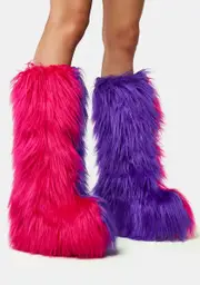 [Club Exx] Liquid Rhythm Faux Fur Boots