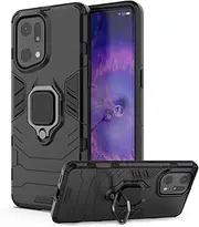 [DERHAN] for Oppo Find X5 Pro Case with Ring Holder, Mobile Phone Case with Stand, Armoured Case, Mobile Phone Case, Dust Cover, Shockproof Protective Case, Black