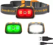 Everbrite Rechargeable Headlamp - 350 Lumens Headlight with Red/Green Light and