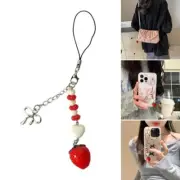 Sweet Strawberry Beads Pendant Phone Straps Bag Charm Key Decoration Chain