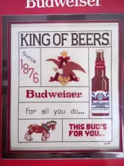 Budweiser King of Beers Cross Stitch Instruction Leaflet Vtg 80s