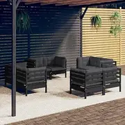 8 Piece Garden Lounge Set Pinewood with Anthracite Cushions for Patio, Outdoor, Balcony, Porch, Conversation, Relaxing