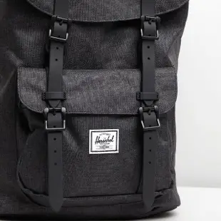 【Herschel】Little America 中型 黑混灰 筆電夾層 大容量 帆布 背包 後背包(磁扣 橡膠帶)