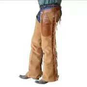 Western Cowboy Best Chap Fringes Suede Leather Pants Riding Chaps