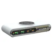 Bakeey WLX-F9A 72W 4-Port USB PD Charger with Wireless Magnetic Charger Pad 2USB-A+2USB-C PD QC3.0 Fast Charging Desktop