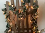 10 Foot LIGHTED Black and tan Homespun garland