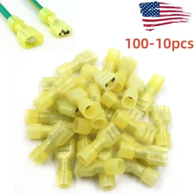 100X Nylon Female Male Insulated Spade Crimp Terminals 12-10AWG Wire Connectors