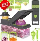 Vegetable Chopper - 14-in-1 Mandoline Slicer, Multifunctional, Grey/Green