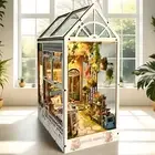 DIY Book Nook Kit – Sylvia Garden Miniature Greenhouse with LED Light Home Decor